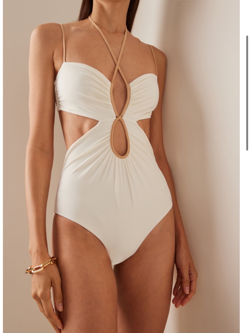 Johanna Ortiz Ivory Cutout One-Piece Swimsuit